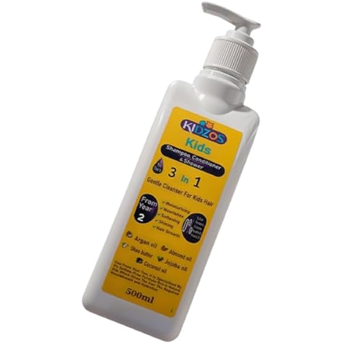 Kidzos Kids 3 In 1 Shampoo&Conditionar&Shawor Moisturizing, Nourishes, Softening, Shining&Hair Growth-500ml - Image 2